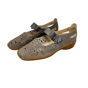 Rieker Antistress Leather Printed Grey Sandals Size 39